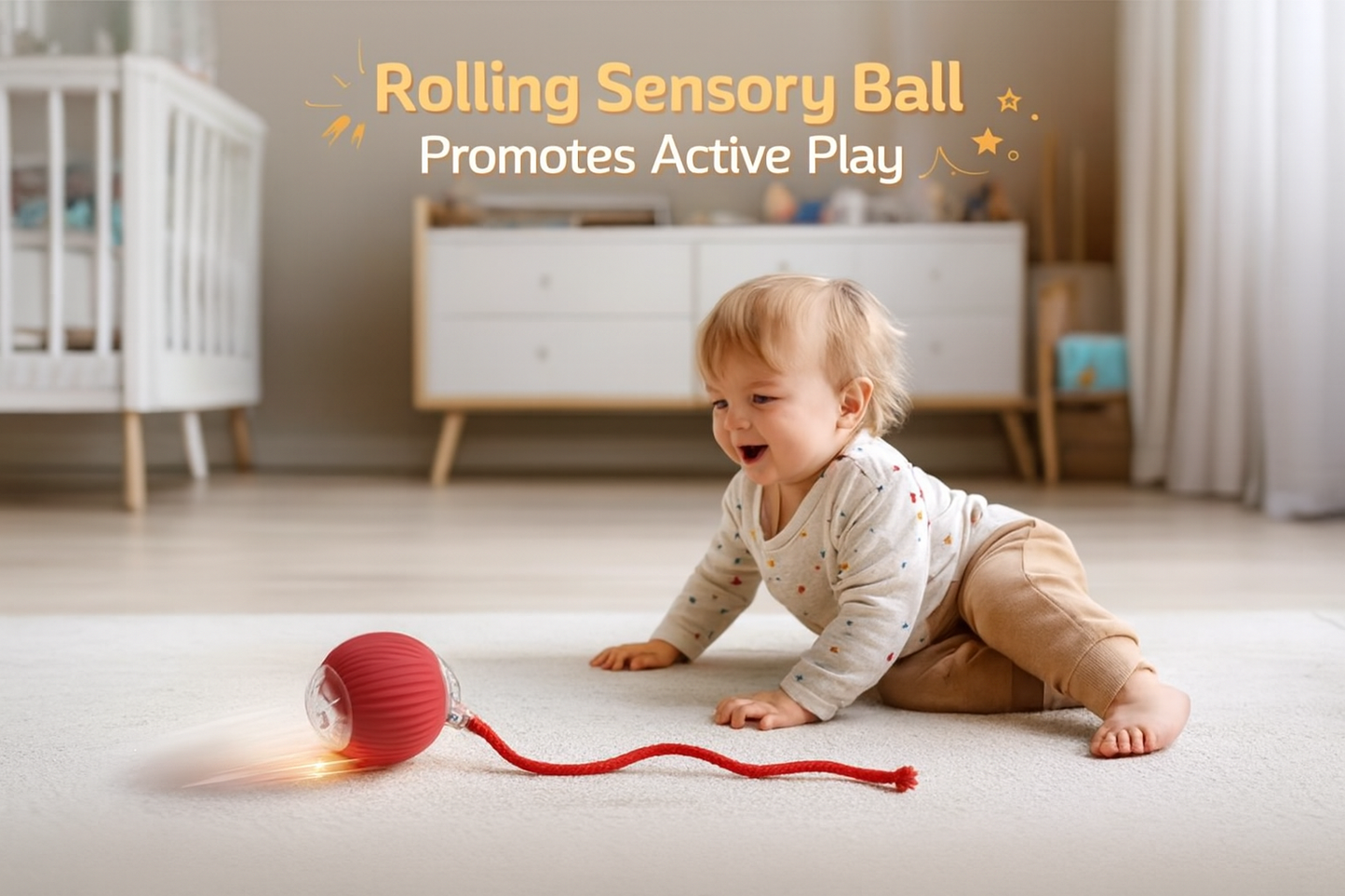 RolliPlay™ – Smart Rolling Fun Ball for Active Kids (1–8 Years)