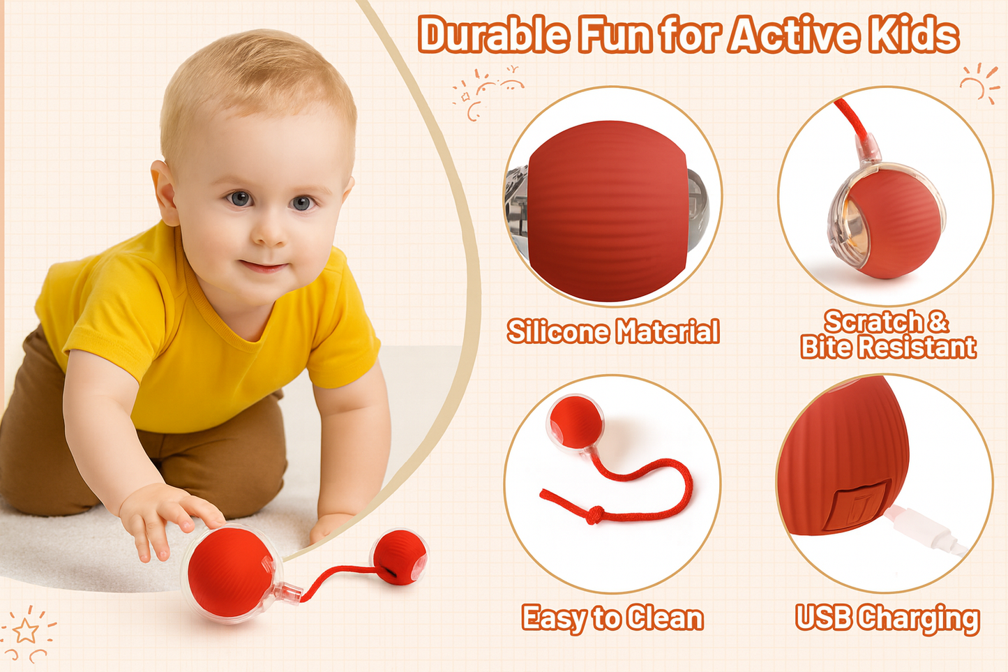 RolliPlay™ – Smart Rolling Fun Ball for Active Kids (1–8 Years)