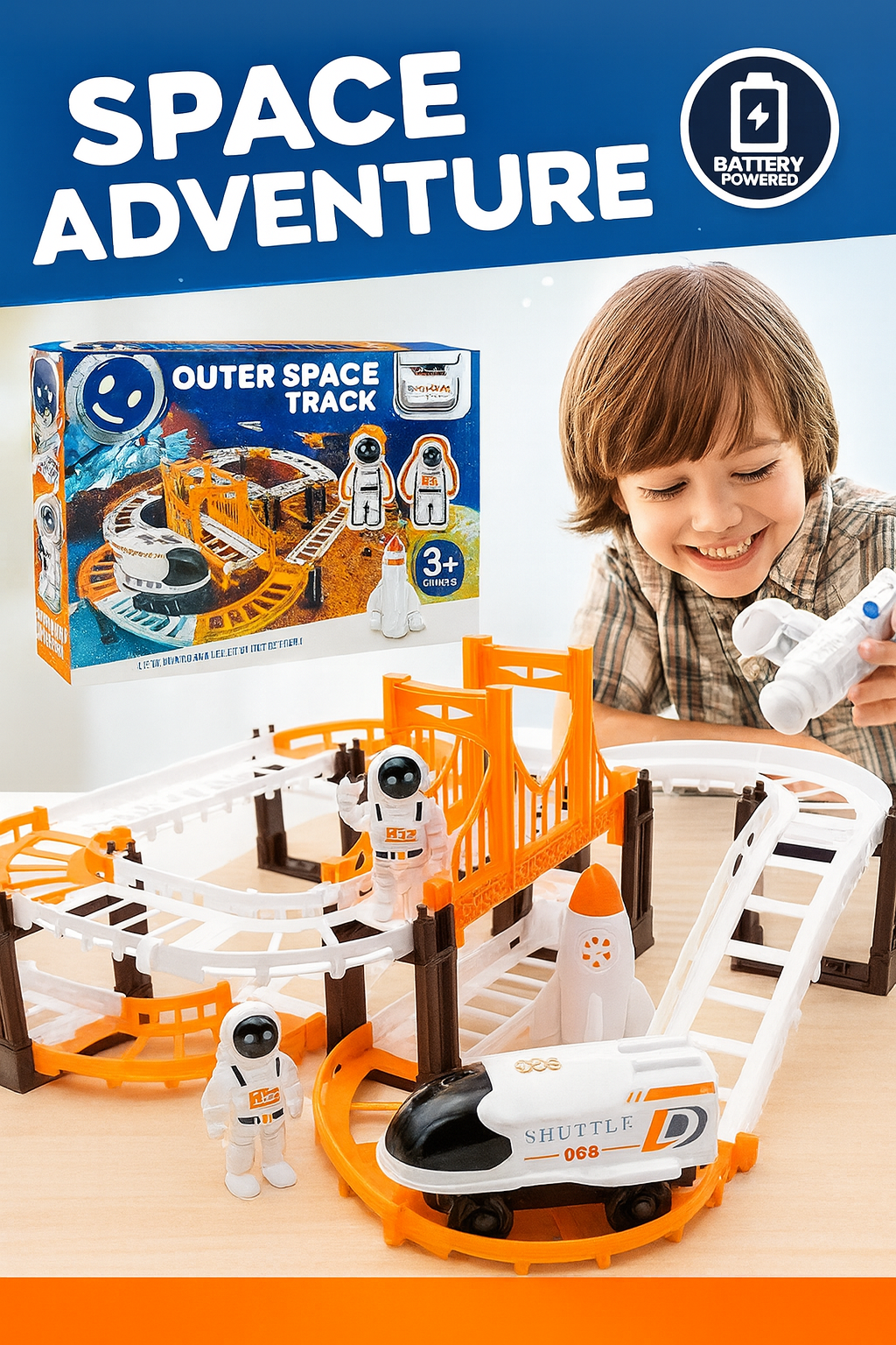 Astronaut Spaceship Track Set - Outer Space Toy Set for Kids