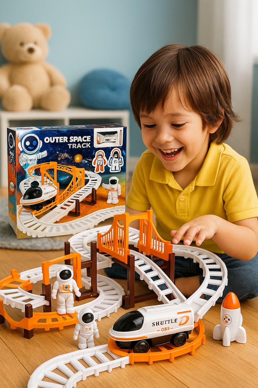 Astronaut Spaceship Track Set - Outer Space Toy Set for Kids