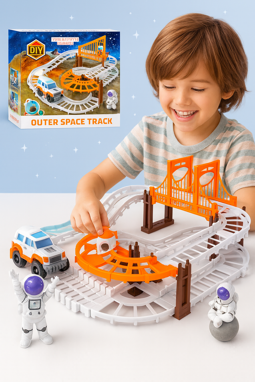 Astronaut Spaceship Track Set - Outer Space Toy Set for Kids