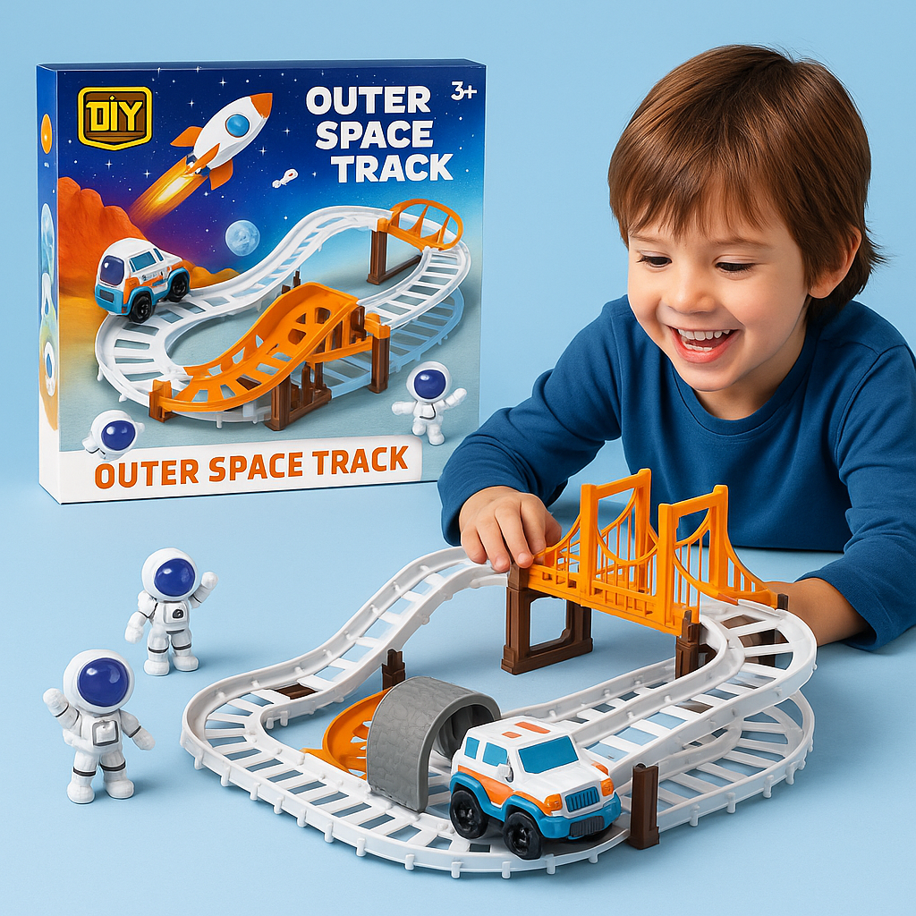 Astronaut Spaceship Track Set - Outer Space Toy Set for Kids